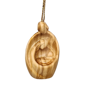 Modern Style Nativity Scene Ornament - Olive Wood - 2 Inch