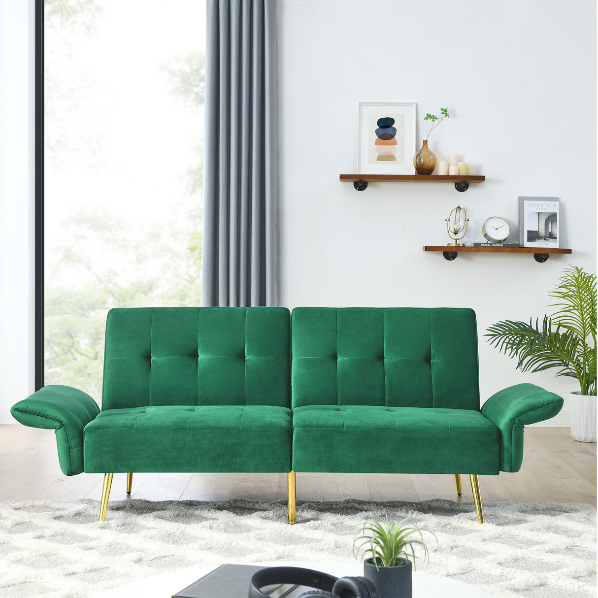 The Italian Velvet Convertible Futon Sofa Bed