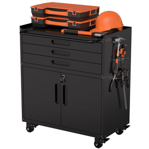 Rolling Tool Cabinet Heavy Duty Garage Storage With Lockable Doors