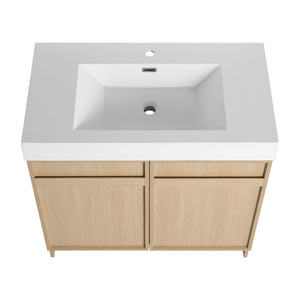 Freestanding Bathroom Vanity With Resin Sink & Soft Close Cabinet Doors