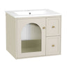 Wall-Mounted Bathroom Vanity Set with Ceramic Sink and Soft-Close Drawers - Black, Beige, or White