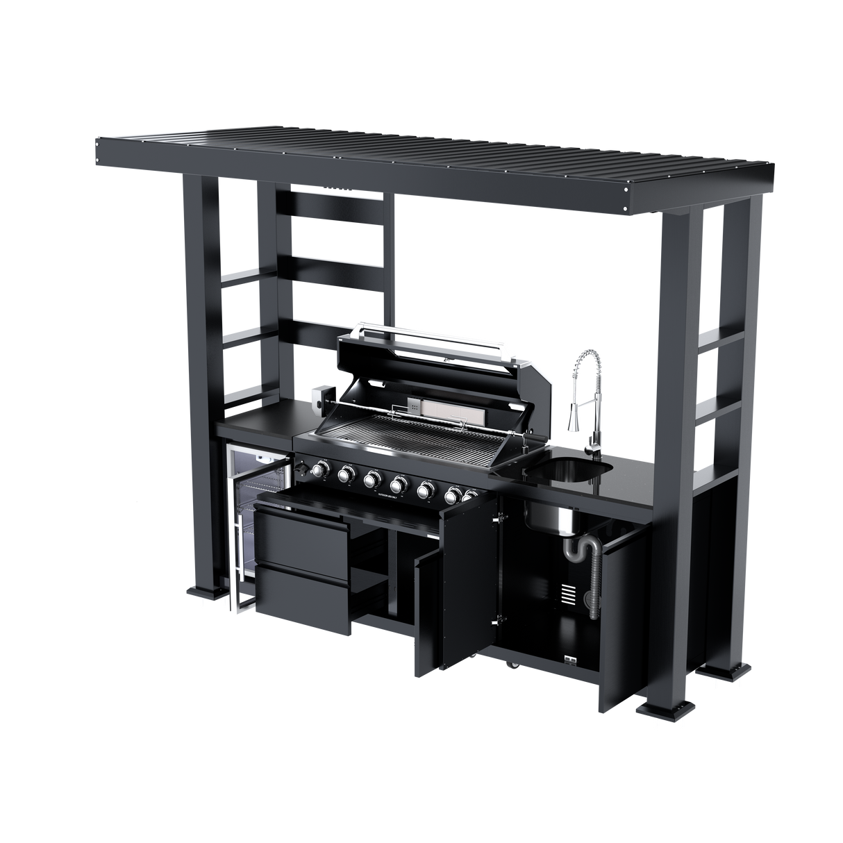 108-Inch 6-Burner Deluxe Outdoor Kitchen Grill