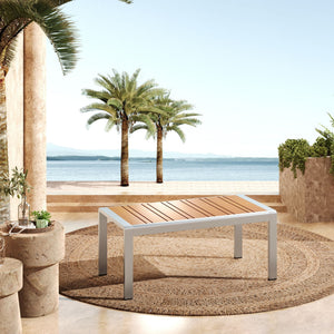 Cora Outdoor Aluminum Coffee Table - Natural / Silver