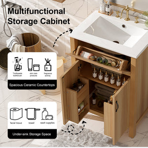 24" Bathroom Vanity with Solid Wood Frame