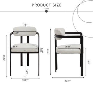 Dining Arm Chairs Set of 2 with Fabric Upholstery and Metal Legs - Green, Orange, or Beige