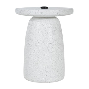 Tess MGO Outdoor Patio Side Table Umbrella Base in White Marble
