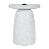 Tess MGO Outdoor Patio Side Table Umbrella Base with Sand-Filling Design White Marble