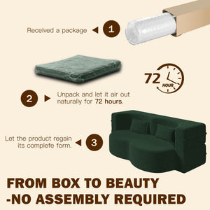 Modern Floor Sleeper Sofa Bed With 2 Pillows, Convertible Twin Size Folding Mattress For Living Room