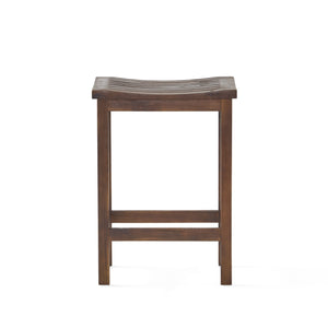 Outdoor Acacia Wood Counter Height Barstool, Set of 2