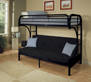 Eclipse Twin Long Queen Futon Bunk Bed - Black