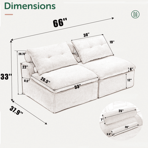 Modular Sofa with Soft Chenille Fabric