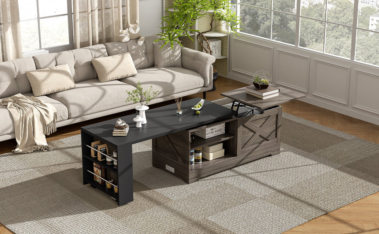Farmhouse Lift Top Coffee Table With Barn Doors