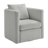 Sutton Light Grey Performance Fabric Swivel Barrel Chair