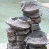 Indoor Outdoor Stone Water Fountain - 4 Tier Polyresin with LED Light