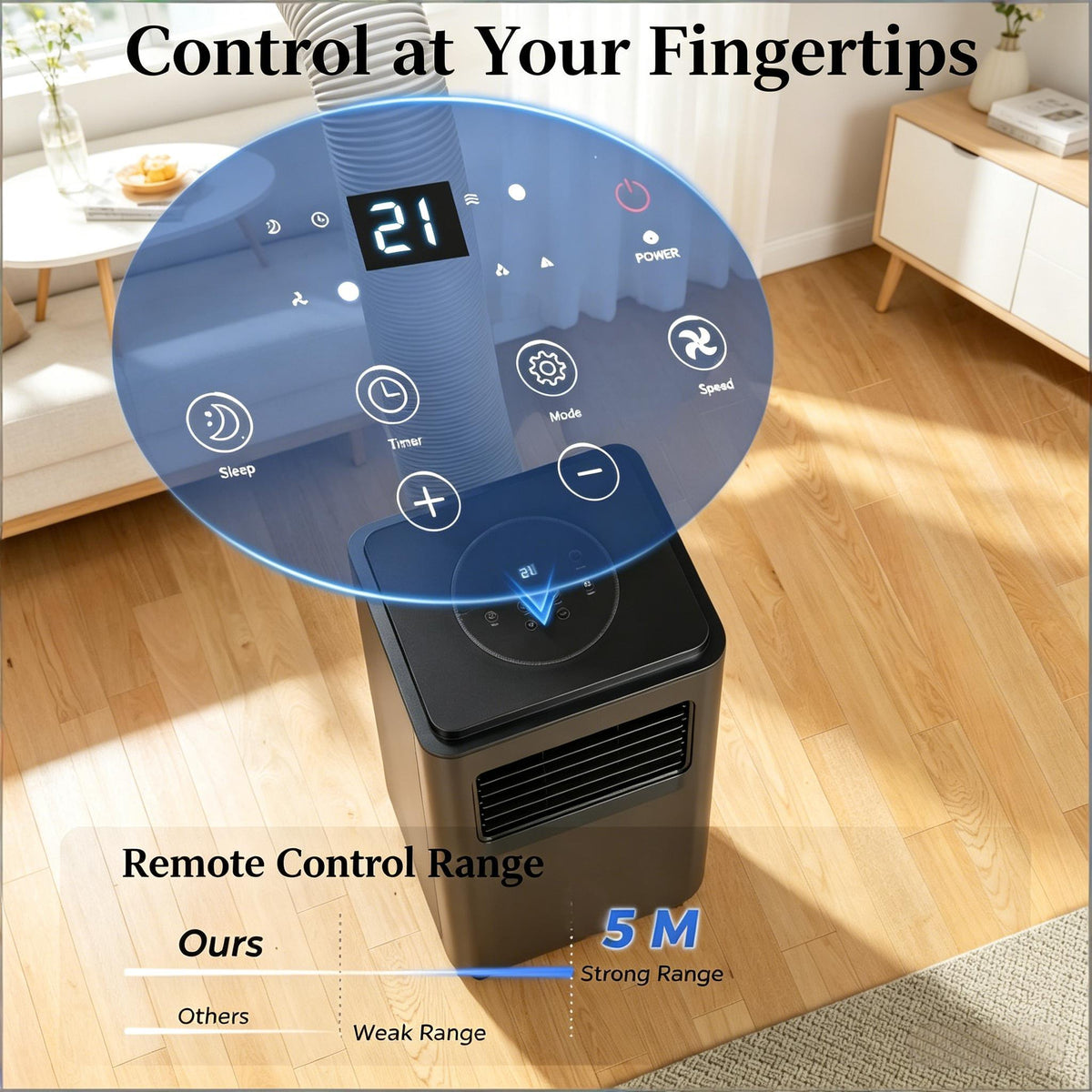 Portable Air Conditioner with Five Modes – Black ABS Plastic