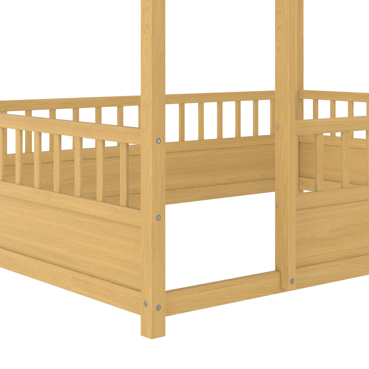 Full Size Wooden Bed with House Roof Frame