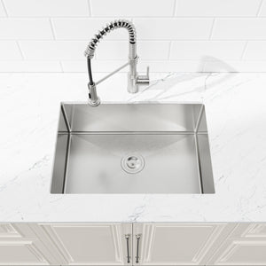 Stainless Steel Kitchen Sink, 27″x19″ Single Bowl, Undermount Handmade Sink in Brushed Nickel
