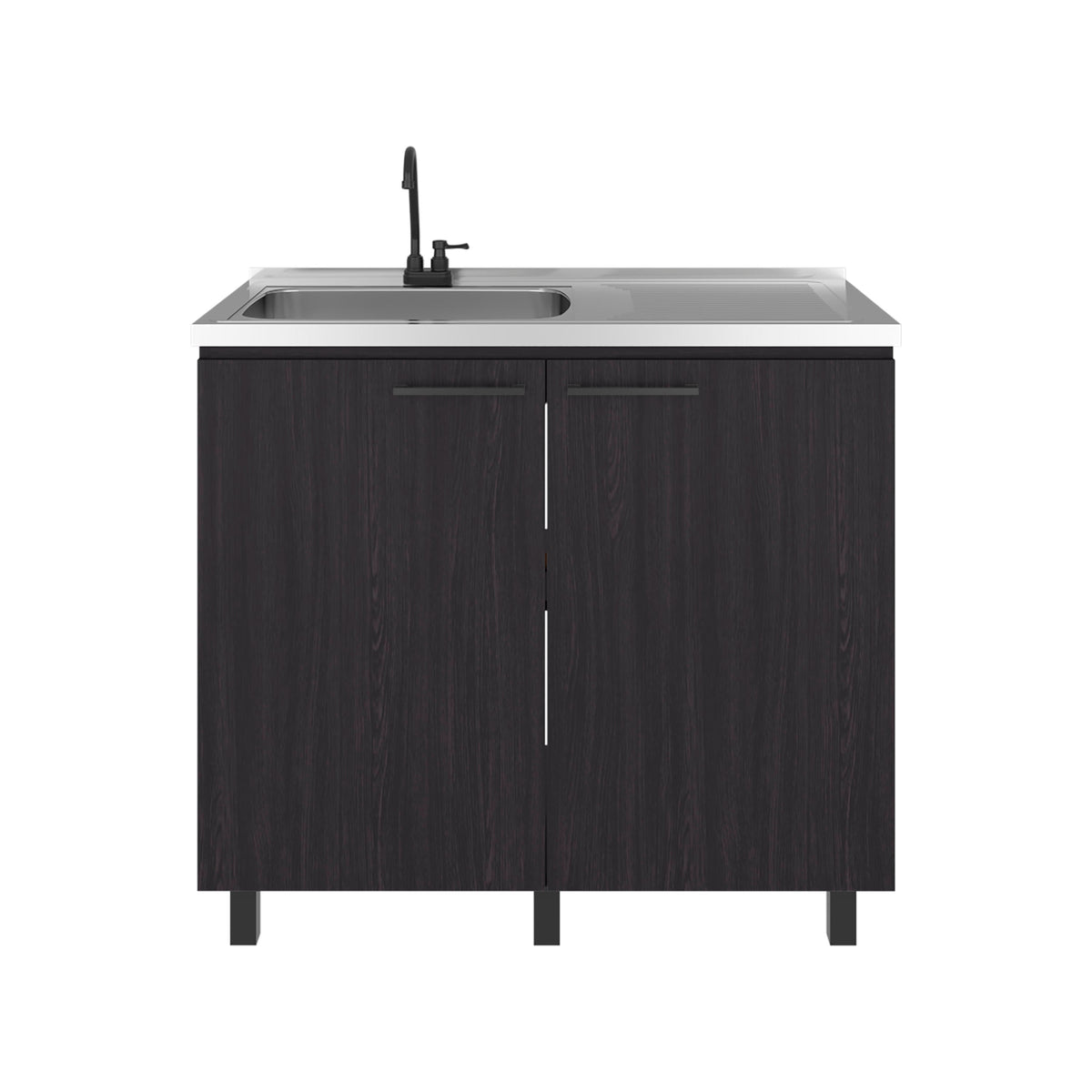 Alatna Freestanding Utility Base Cabinet with Stainless Steel Countertop and Faucet