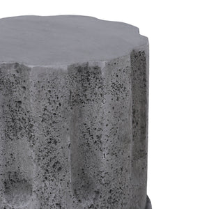Outdoor End Table, Round Side Table For Patio And Garden - Antique Gray