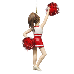 Pom-Pom Cheerleader Ornament - Red - 5.5 Inches