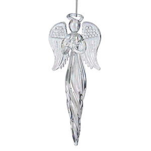 Angel Finial Glass Ornament - Holding a Tree