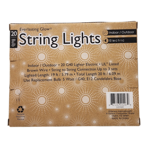 Patio Light Set - 20 G40 Bulbs on Brown Wire