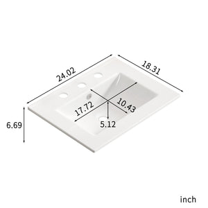 Vessel Sink With 3 Holes, Oval Design For Bathroom - Milk White