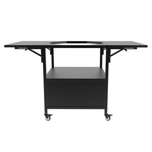 Outdoor Grill Table For Big Egg Style Bbq Metal Grill Cart With 2 Folding Panels Metal - Black