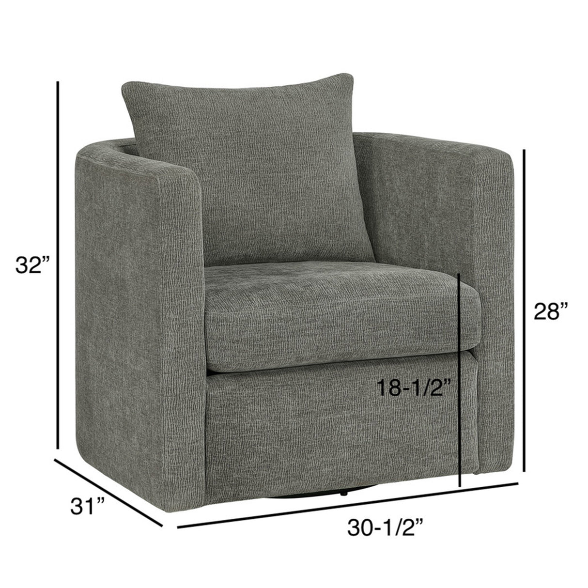 Sutton Light Grey Performance Fabric Swivel Barrel Chair