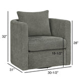 Sutton Light Grey Performance Fabric Swivel Barrel Chair