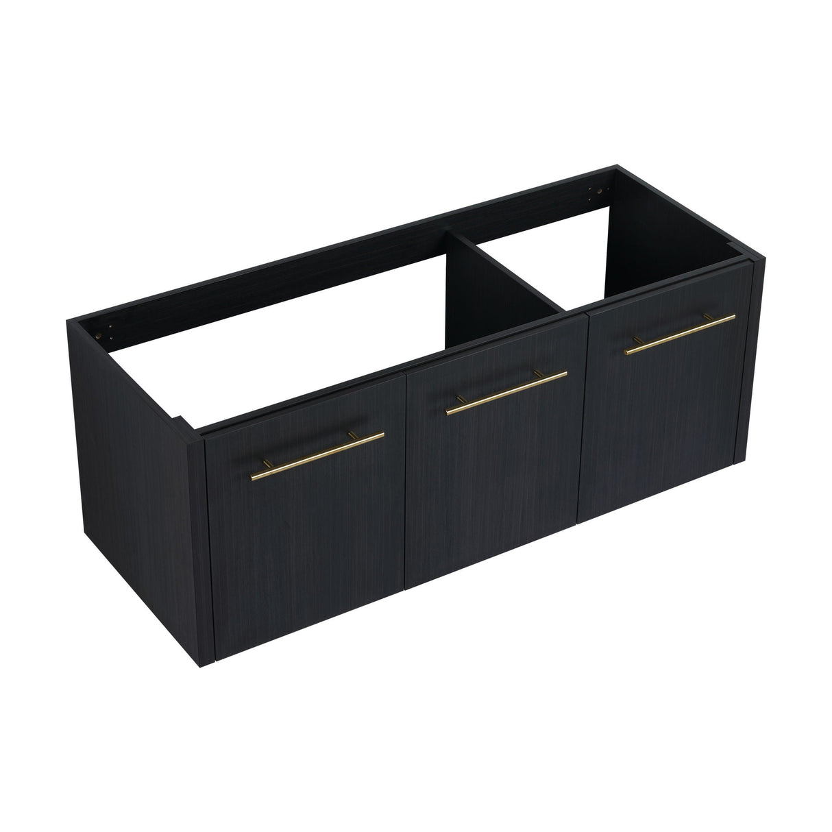Contemporary 48" Wall Mounted Bathroom Vanity With Resin Sink And Soft Closing Doors And Line - Black Chestnut