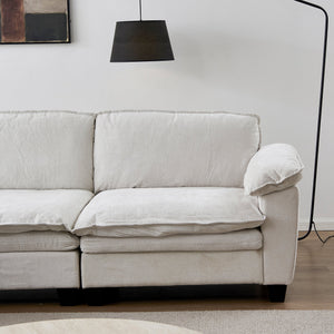 Living Room Furniture Sofa Luxury Couch with Ottoman Soft Chenille Upholstered L Shape Sofa Beige