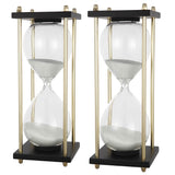 Set-of-2,-4x4x9'-Hour-Glass-In-Stand-(Approx.30Minutes),-White-Decorative-Objects