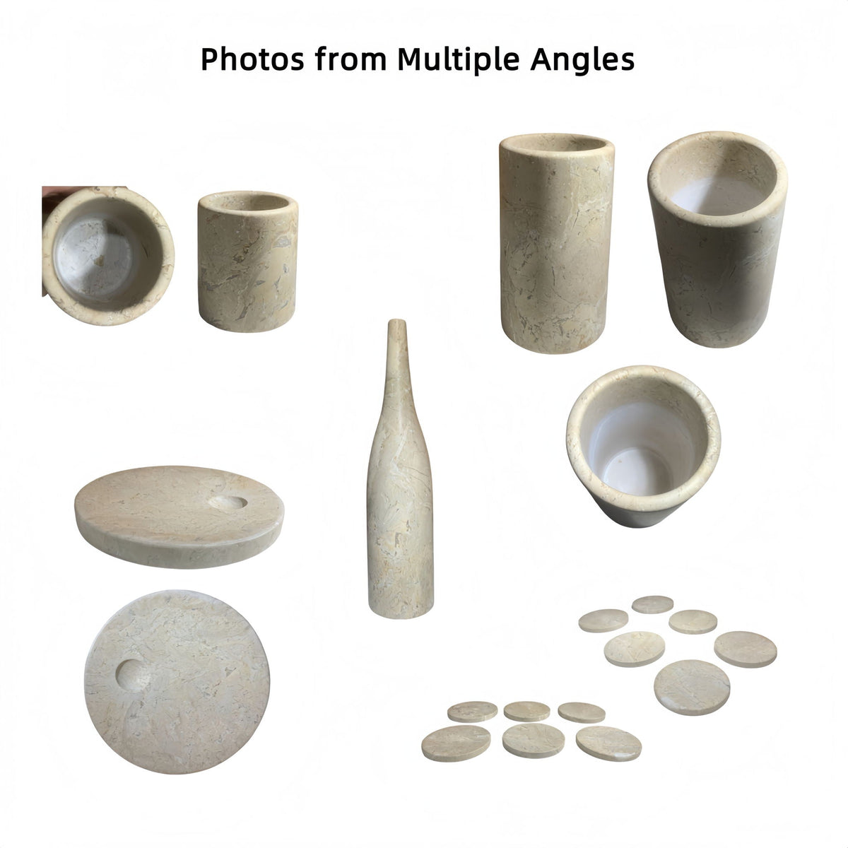 10 Pieces Luxury Natural Marble Dining Room Accessories Set