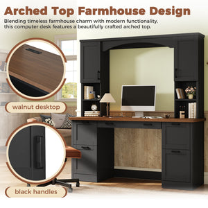 ON-Trend Farmhouse Arched Computer Desk with Hutch