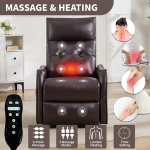 Brown PU Single Motor Power Lift Recliner Chair with Massage & Heat