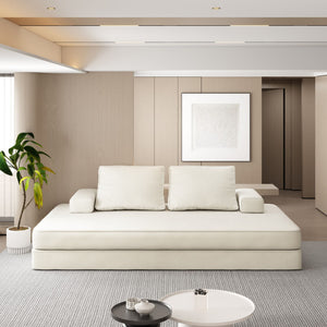 Multifunctional Convertible Sofa Bed With 2 Tumbler Backrests And 2 Pillows, Deep Seat Couch