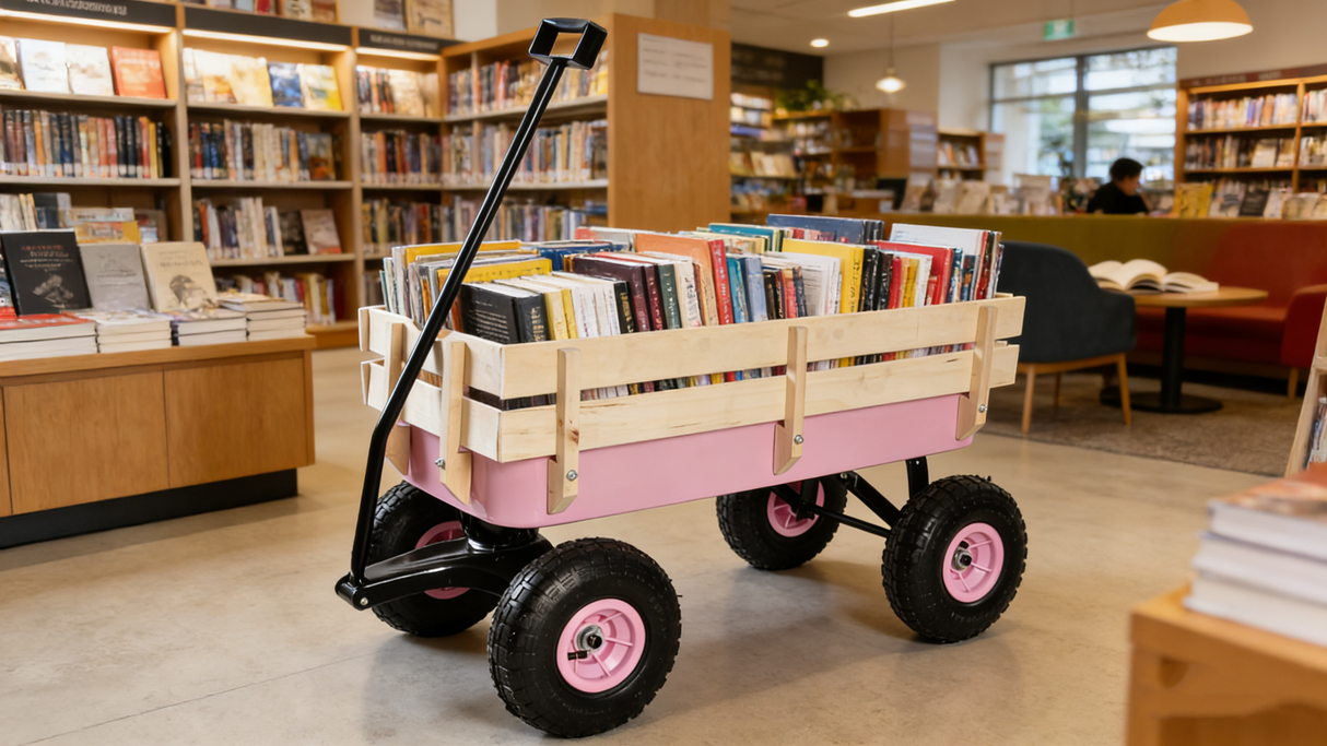 Outdoor Wagon All Terrain Pulling with Wood Railing