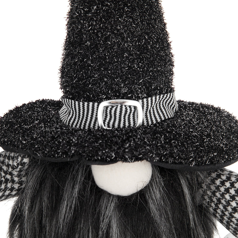 Set of 2 Black Fabric Gnomes with 'Boo' Banner