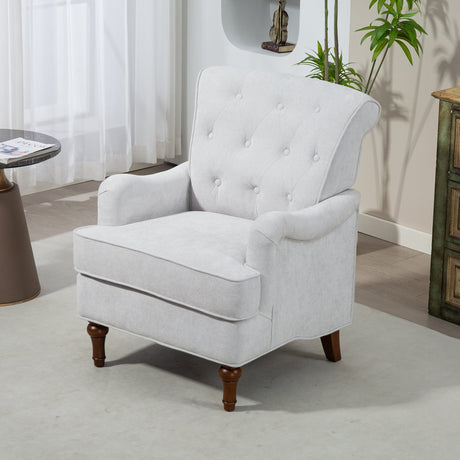 Chenille Tufted Upholstered Rolled Back Accent Chair