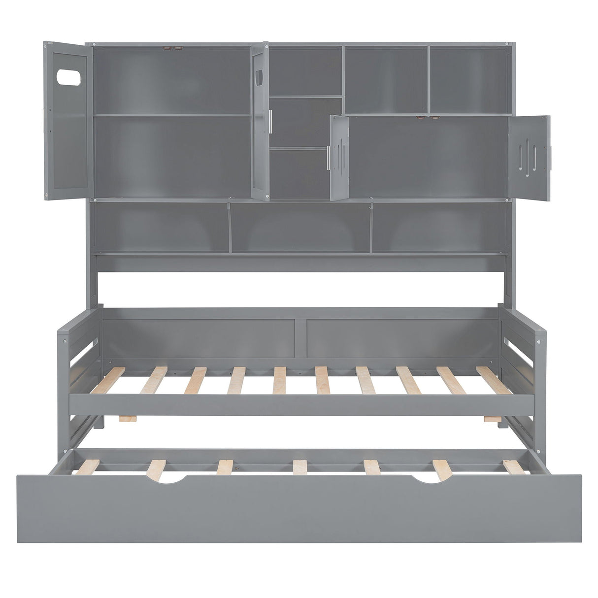 Daybed With All-In-One Cabinet And Shelf