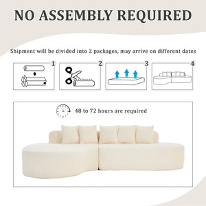 110.2'' Curved Sectional Sofa with 5 Pillows - Ivory
