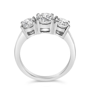 14K White Gold 2.00 Cttw Lab Grown Diamond 3 Stone Ring Band (F-G Color, VS1-VS2 Clarity) - Ring Size 7