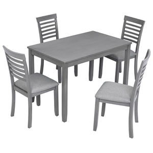 5 Pieces Modern Dining Set, Rectangular Wooden Dining Table With 4 Upholstered Chairs