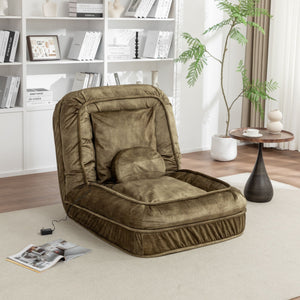 Upholstered Human Dog Bed And Pets, Bean Bag Floor Sofa With Massage Pillow, 5 Adjustable Positions & 2 Soft Pillows