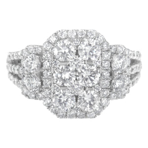 14K White Gold 2 1/4 Cttw Diamond Cocktail Cluster Ring (G-H Color, SI2-I1 Clarity) - Size 7