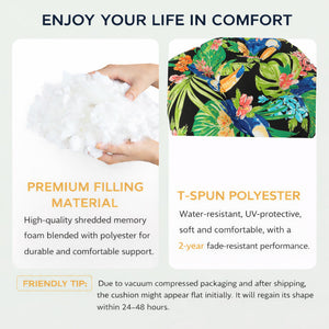 Outdoor Chair Cushions Set of 2, 19 x 19 x 4 Inch Tufted Seat Cushions
