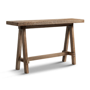Hawthorne 60' Solid Reclaimed Elm Trestle Console Table, Heritage Medium-Dark Brown