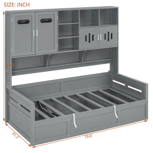 Daybed With All-In-One Cabinet And Shelf