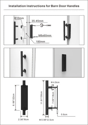 12FT Wood Double Sliding Barn Door Hardware